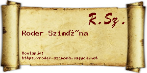 Roder Szimóna névjegykártya